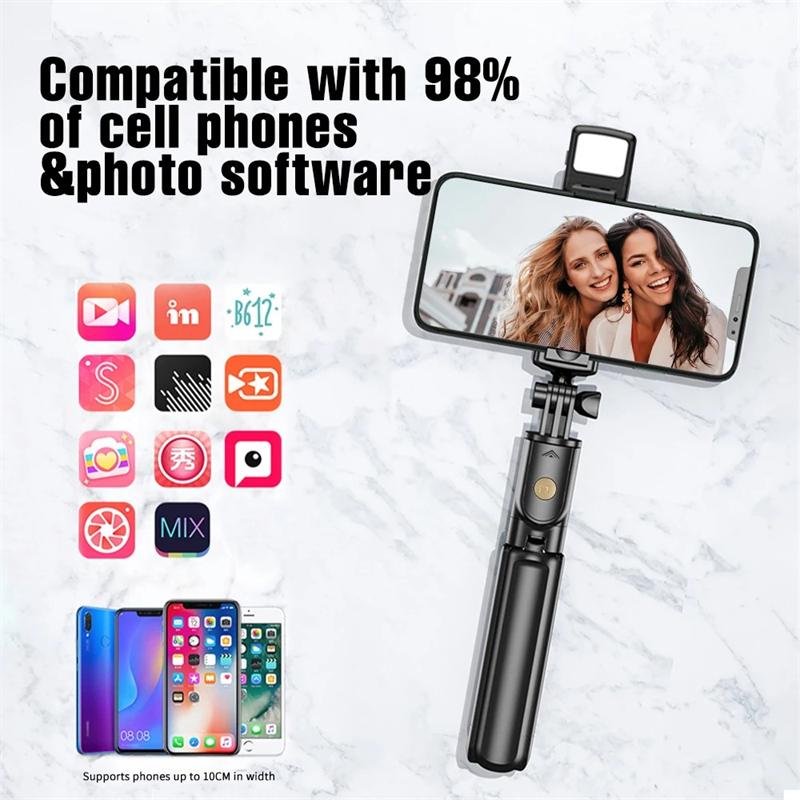 Photography Video Lighting Kit With Adjustable Tripod Stand - Extendable Selfie Stick Tripod with Fill