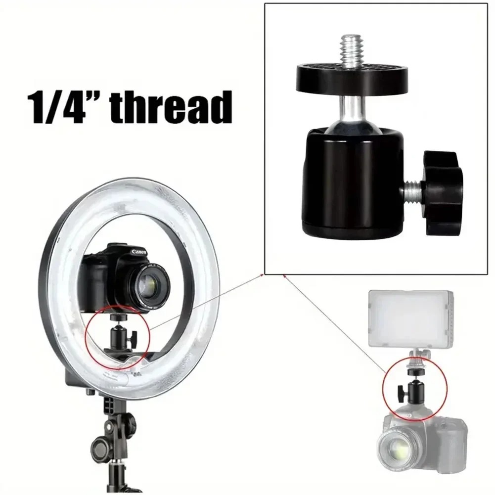 Photography Video Lighting Kit With Adjustable Tripod Stand - Camera Ball Head Adapter with LED