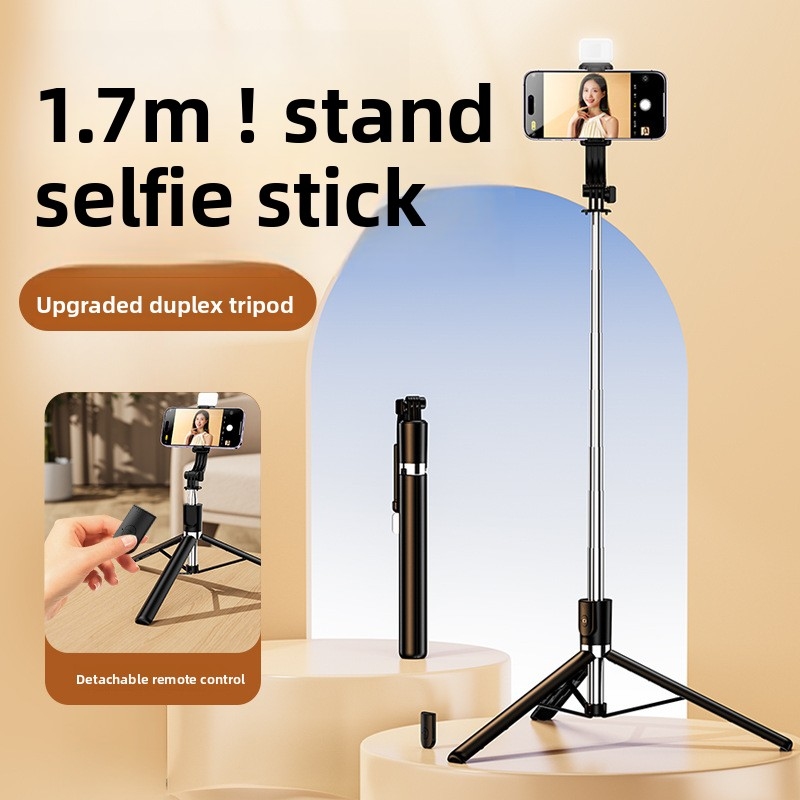 Photography Video Lighting Kit With Adjustable Tripod Stand - Extendable 1M Selfie Stick Tripod with