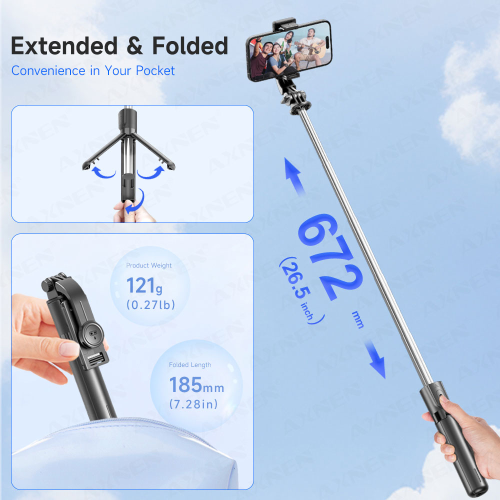 Selfie Stick Tripod with Detac - Photography Video Lighting Kit With Adjustable Tripod Stand บทวิจารณ์และราคา