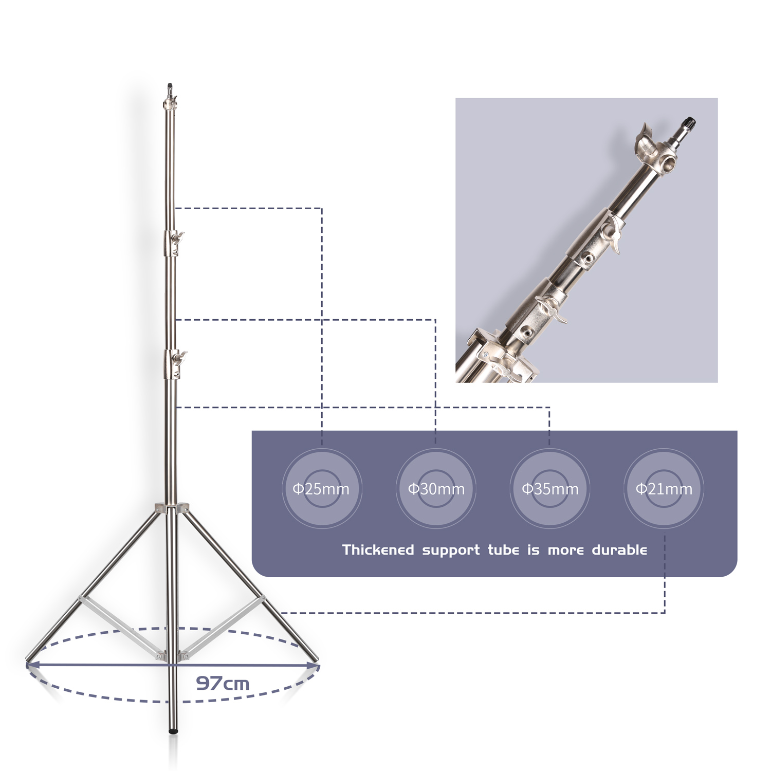 SH 2.8M Stainless Steel Light  - Photography Video Lighting Kit With Adjustable Tripod Stand บทวิจารณ์และราคา