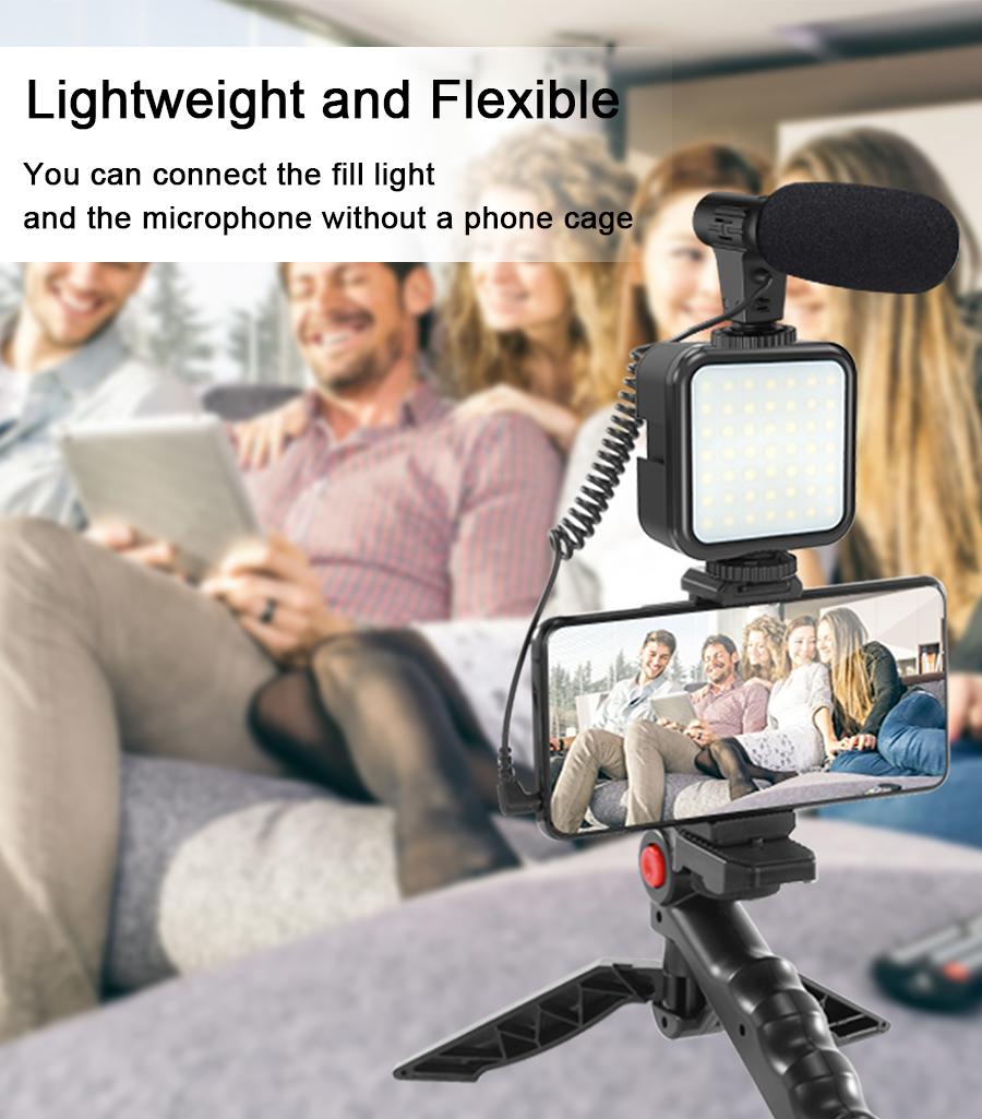 Smartphone Vlogging Kit Video  - Photography Video Lighting Kit With Adjustable Tripod Stand บทวิจารณ์และราคา