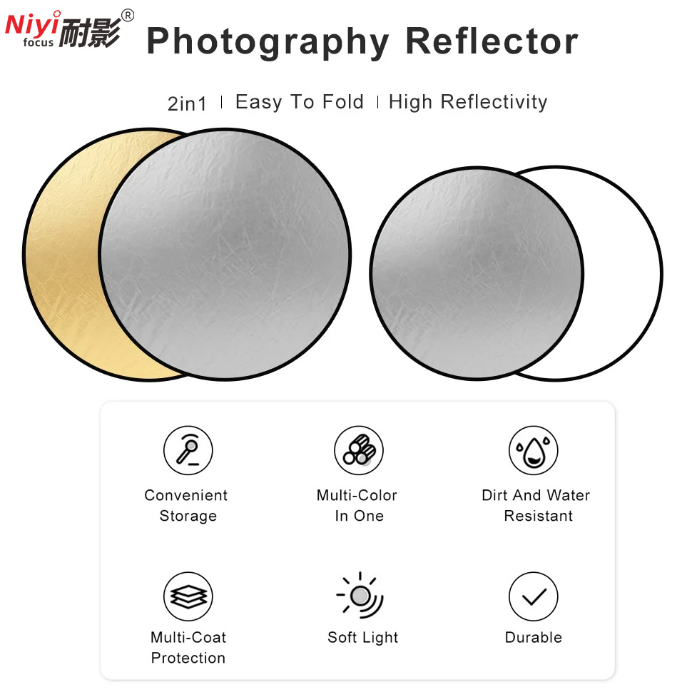 2in1 Round Portable Reflector  - Photography Lighting Reflectors บทวิจารณ์และราคา