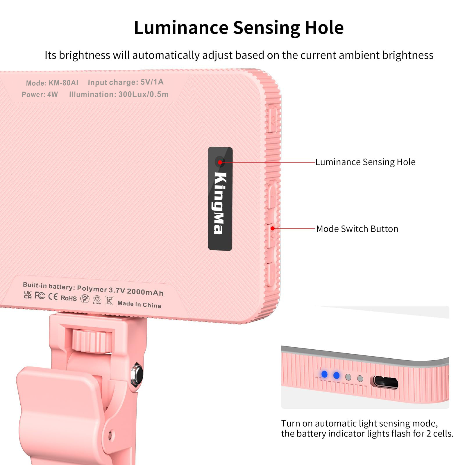 King Ma Pink Rechargeable Self - Photography Lighting Patterns บทวิจารณ์และราคา