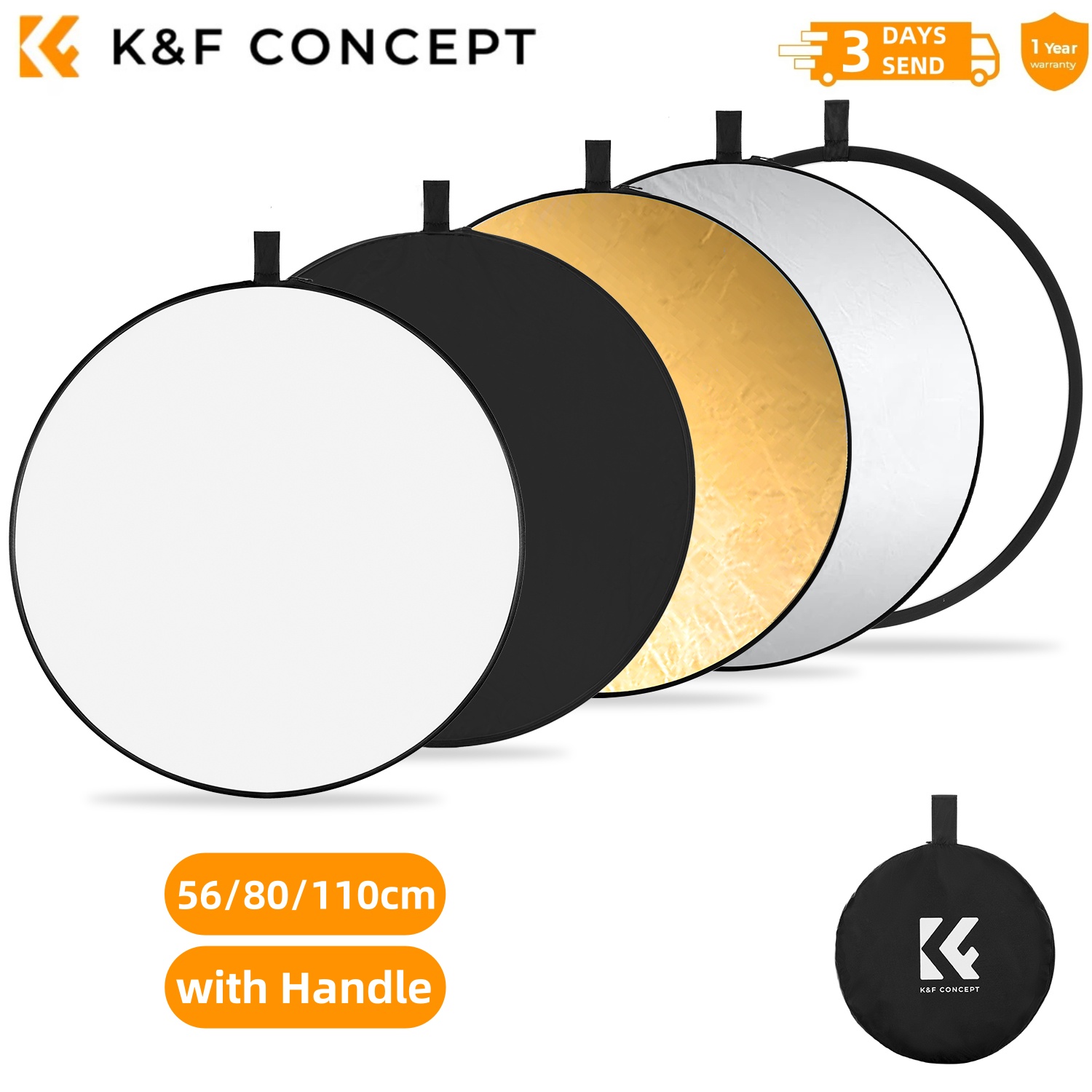 K&F CONCEPT 56/80/110cm 5-in-1 - Photography Lighting Reflectors บทวิจารณ์และราคา
