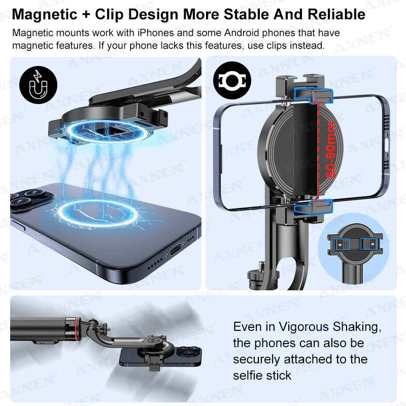 AXNEN C20 Magnetic Selfie Stic - Photography Video Lighting Kit With Adjustable Tripod Stand บทวิจารณ์และราคา