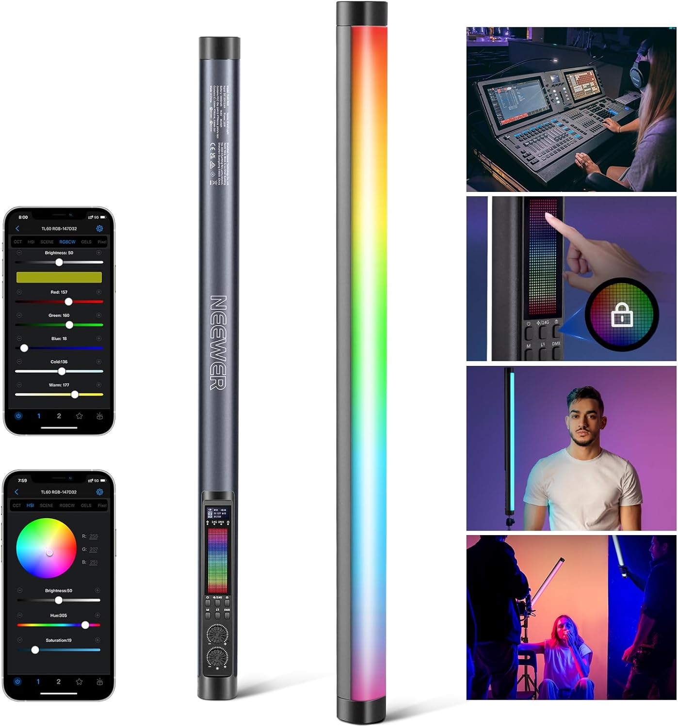 NEEWER TL60 RGB Tube Light, Fu - Photography Lighting App บทวิจารณ์และราคา
