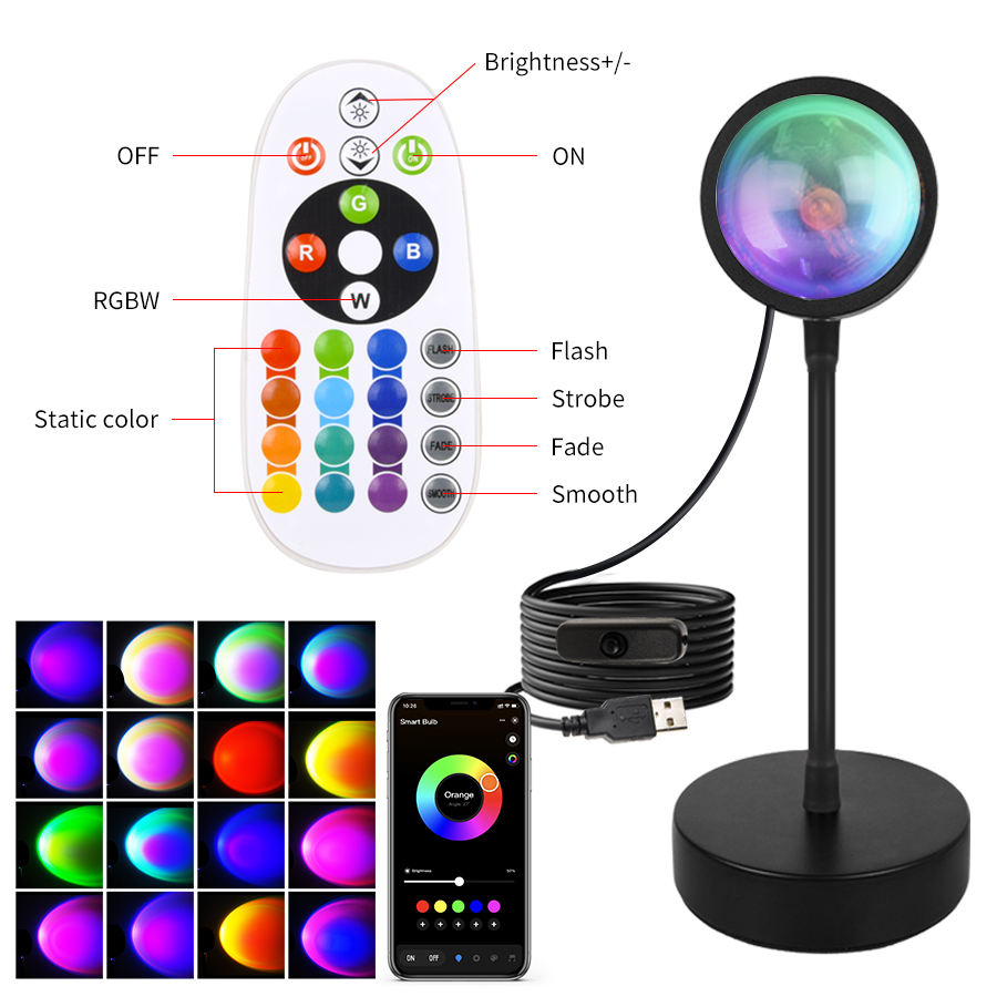 Smart Sunset Lamp Tuya LED Nig - Photography Lighting App บทวิจารณ์และราคา